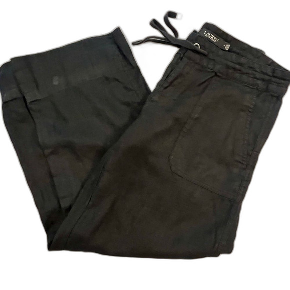 Lauren Ralph Lauren Black Label 100% Linen Pants - Women's Size 4 - Black - Picture 1 of 8